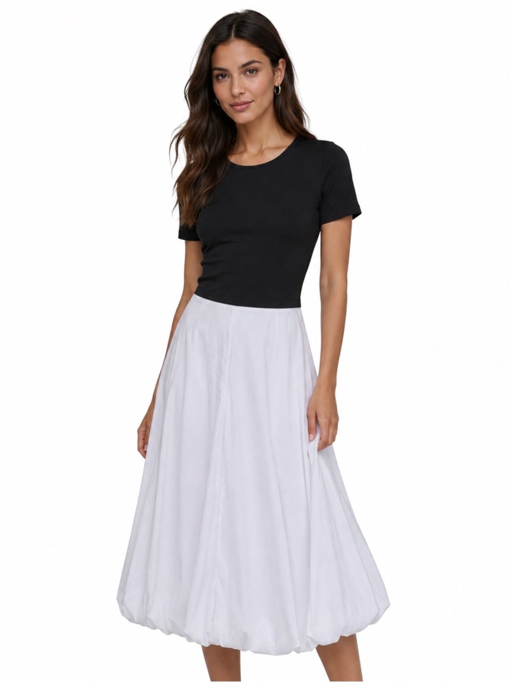 NWT KARL LAGERFELD PARIS Bubble Skirt Black Midi Dress